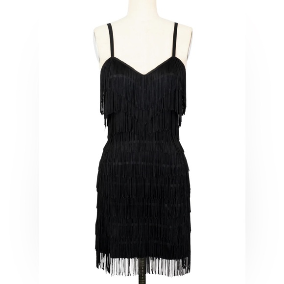 TRASHY DIVA Zelda flapper fringe lbd black dress sz 12 pinup retro - Picture 4 of 4